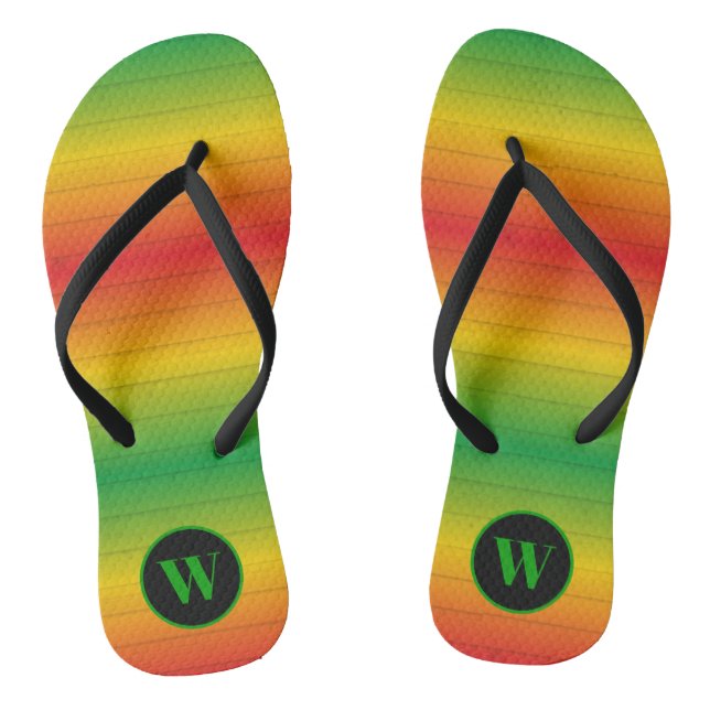 Rasta Flag Colours Monogram Thongs (Footbed)