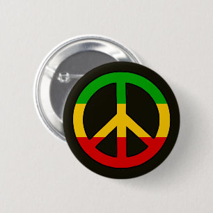Rasta Flag Colours Peace Symbol 6 Cm Round Badge