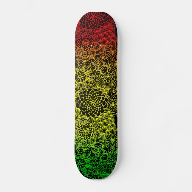 Rasta Flower Pattern Skateboard (Front)
