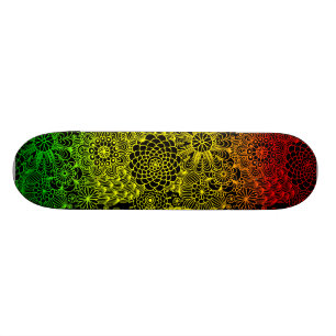 Rasta Flower Pattern Skateboard