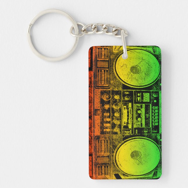 Rasta Ghetto Blaster Key Ring (Front)