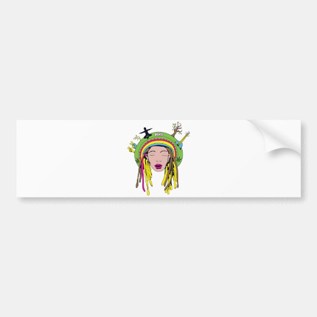 rasta hippie babe bumper sticker (Front)