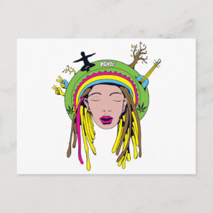 rasta hippie babe postcard