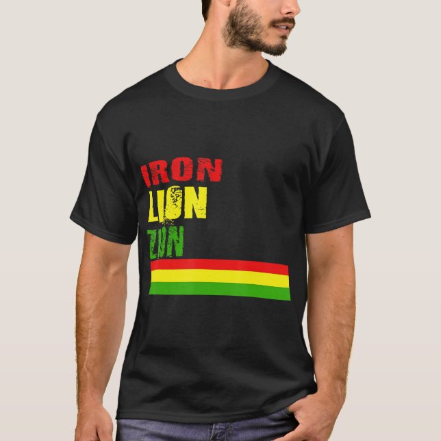 Rasta IRON LION ZION Reggae T-Shirt (Front)