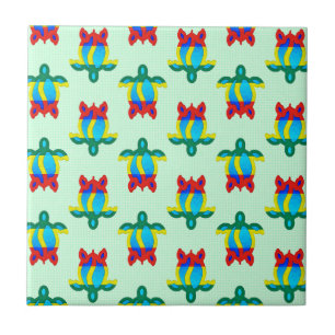 Rasta Island Colours Tribal Turtle Ceramic Tile