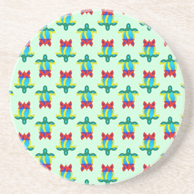 Rasta Island Colours Tribal Turtle Coaster (Front)