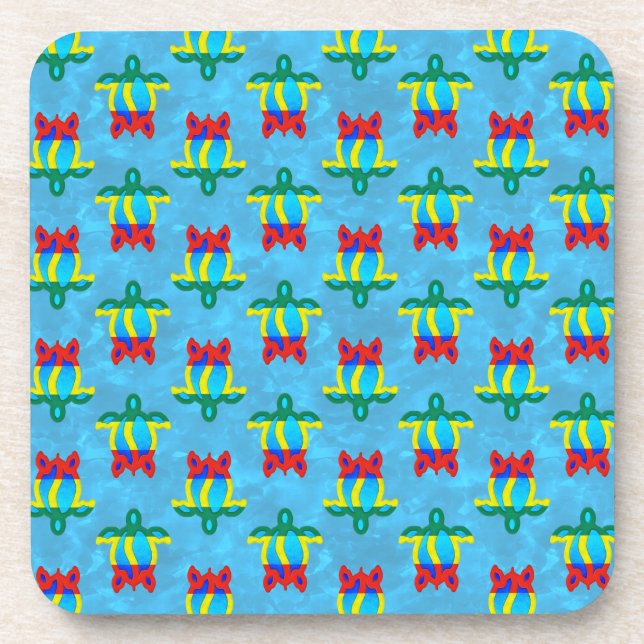 Rasta Island Colours Tribal Turtle Coaster (Front)