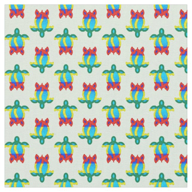 Rasta Island Colours Tribal Turtle Fabric (Close Up)