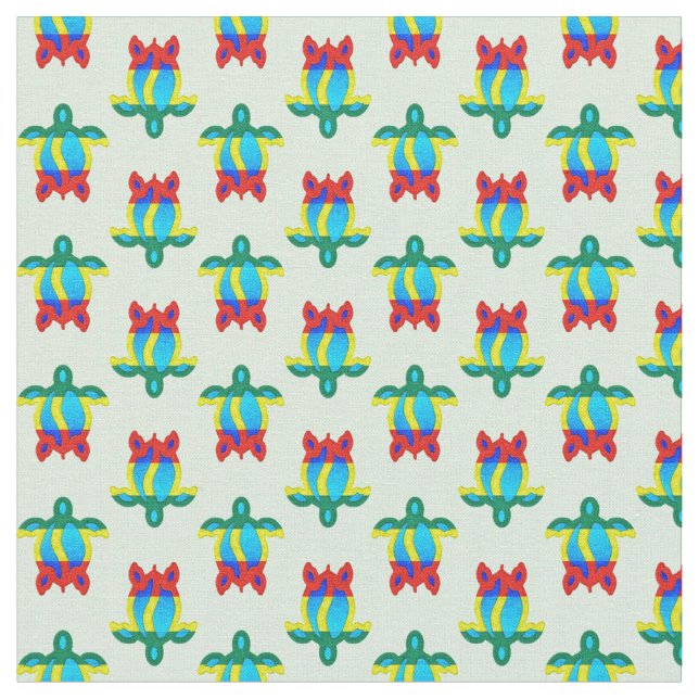 Rasta Island Colours Tribal Turtle Fabric (Close Up)