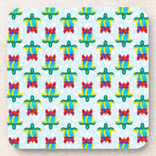 Rasta Island Colours Tribal Turtle Floral Coaster