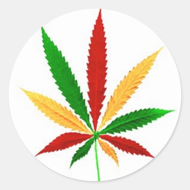 rasta leaf classic round sticker (Front)