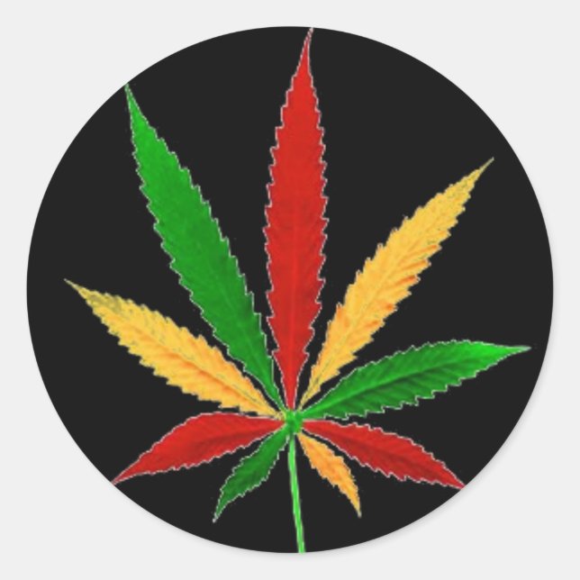 Rasta Leaf Round Sticker (Front)