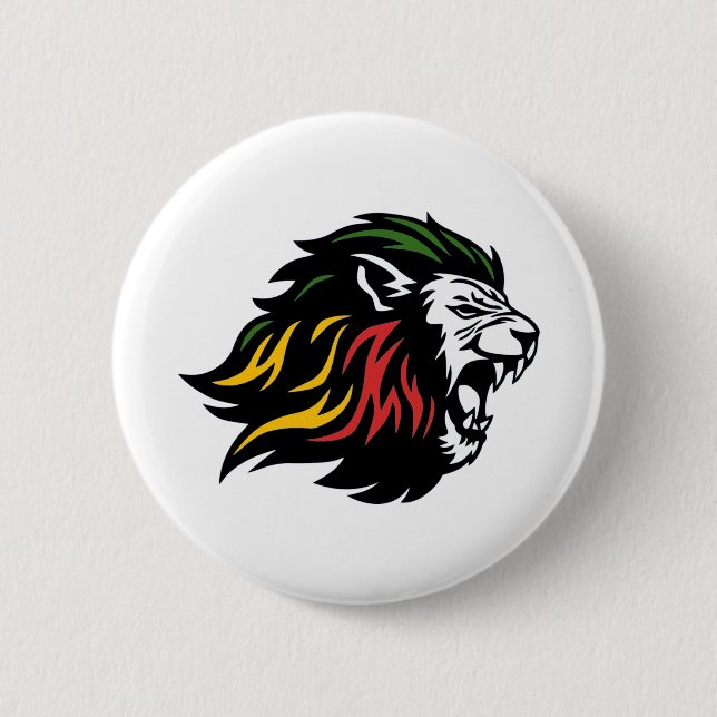 Rasta Lion 6 Cm Round Badge (Front)