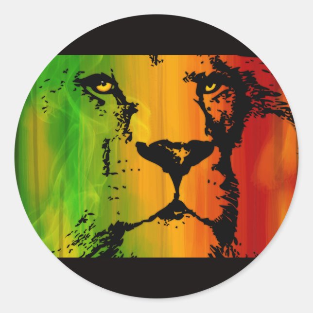 Rasta Lion Classic Round Sticker (Front)
