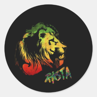 rasta lion classic round sticker