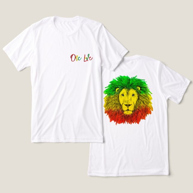 rasta lion head red green yellow Jamaica one love Tri-Blend Shirt (Design Front & Back)