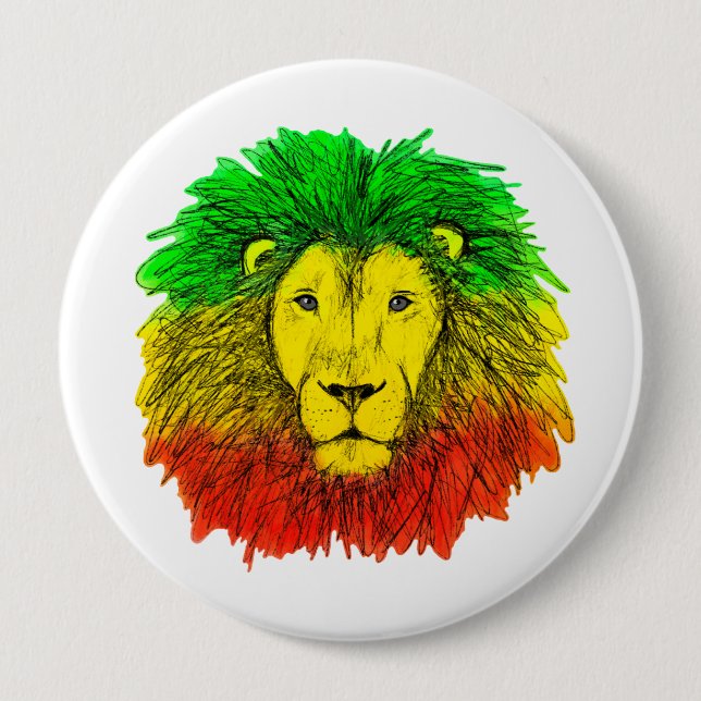 rasta lion head red green yellow Jamaica rastafar  10 Cm Round Badge (Front)