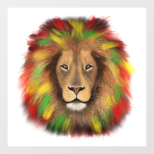 Rasta lion head red yellow green drawing Jamaica
