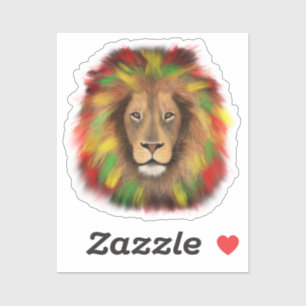 Rasta lion head red yellow green drawing Jamaica