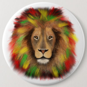 Rasta lion head red yellow green drawing Jamaica 6 Cm Round Badge