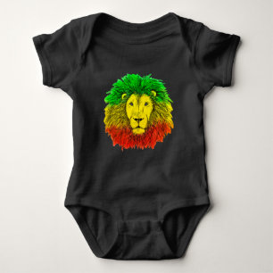 Rasta lion head red yellow green drawing Jamaica  Baby Bodysuit