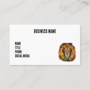Rasta lion head red yellow green drawing Jamaica Business Card