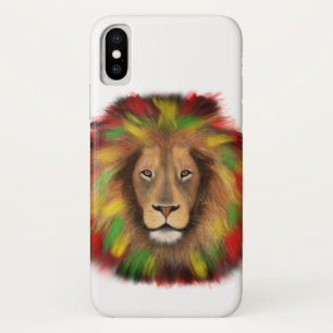 Rasta lion head red yellow green drawing Jamaica  iPhone X Case