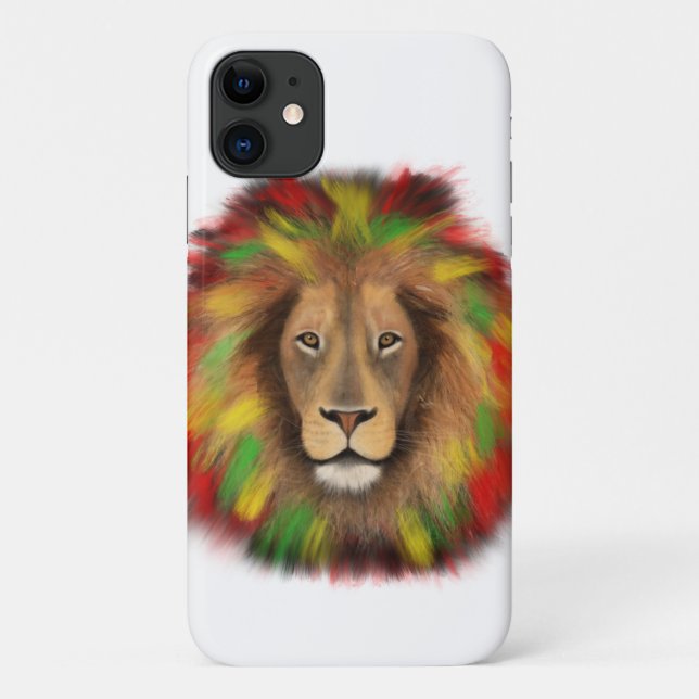 Rasta lion head red yellow green drawing Jamaica  Case-Mate iPhone Case (Back)