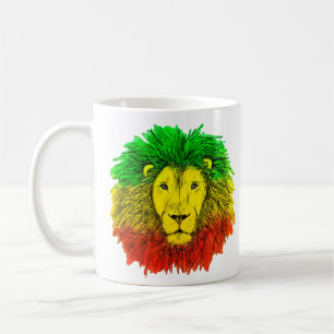 Rasta lion head red yellow green drawing Jamaica Coffee Mug