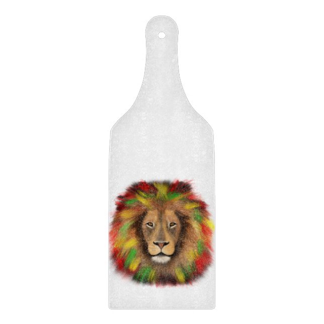 Rasta lion head red yellow green drawing Jamaica  Cutting Board (Front)