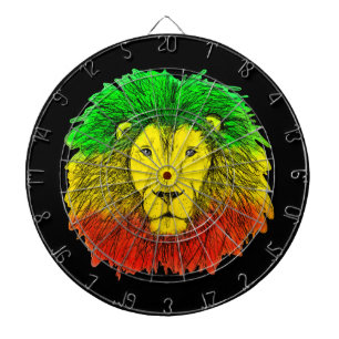 Rasta lion head red yellow green drawing Jamaica Dartboard