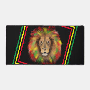 Rasta lion head red yellow green drawing Jamaica  Desk Mat