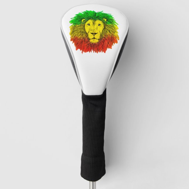 Rasta lion head red yellow green drawing Jamaica  Golf Head Cover (Front)