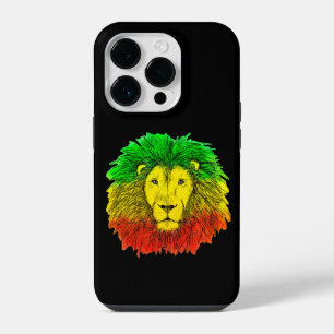 Rasta lion head red yellow green drawing Jamaica iPhone 14 Pro Case