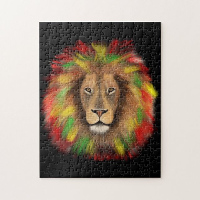 Rasta lion head red yellow green drawing Jamaica  Jigsaw Puzzle (Vertical)