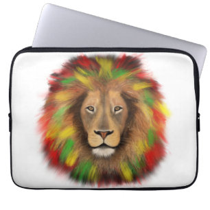 Rasta lion head red yellow green drawing Jamaica  Laptop Sleeve