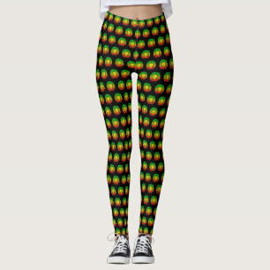 Rasta lion head red yellow green drawing Jamaica  Leggings