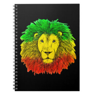 Rasta lion head red yellow green drawing Jamaica Notebook