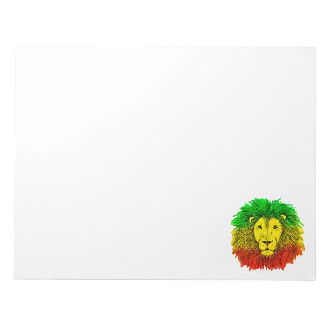 Rasta lion head red yellow green drawing Jamaica  Notepad (Front)