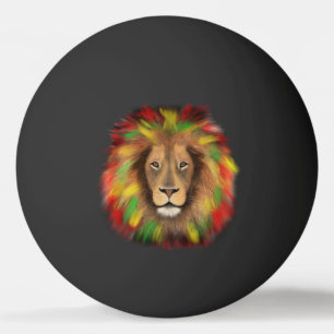 Rasta lion head red yellow green drawing Jamaica Ping Pong Ball