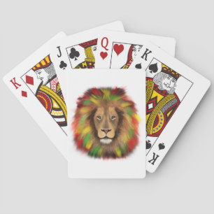 Rasta lion head red yellow green drawing Jamaica  Playing Cards