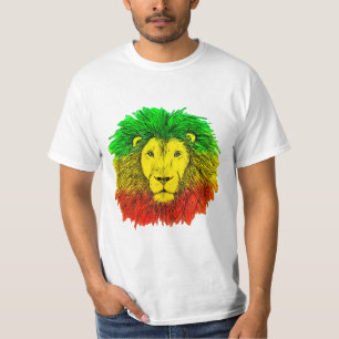 Rasta lion head red yellow green drawing Jamaica  T-Shirt