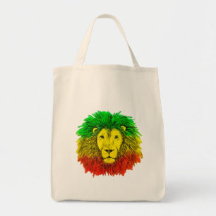 Rasta lion head red yellow green drawing Jamaica Tote Bag