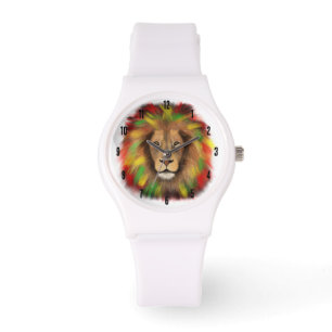 Rasta lion head red yellow green drawing Jamaica Watch