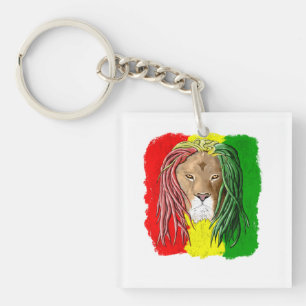 Rasta Lion Jamaican Reggae Flag Key Ring