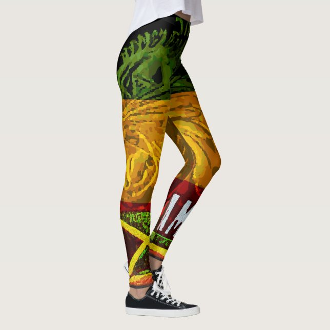 Rasta Lion of Judah Leggings with Jamaican Flag (Right)