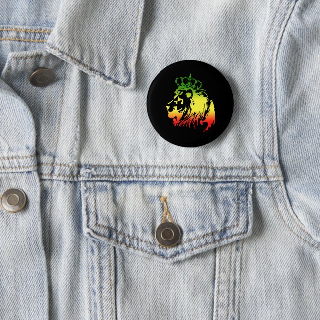 RASTA Lion of Judah | Red Gold Green 6 Cm Round Badge (In Situ)