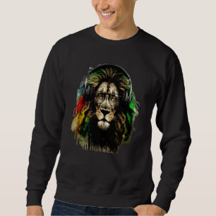 Rasta Lion Rastafari Watercolor Reggae & Jamaica V Sweatshirt