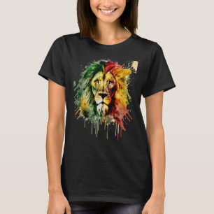 Rasta Lion Rastafari Watercolor Reggae & Jamaica V T-Shirt