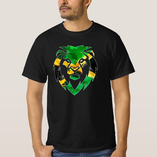 Rasta Lion, Rastafarian, Jamaican flag, Jamaica. T-Shirt (Front)